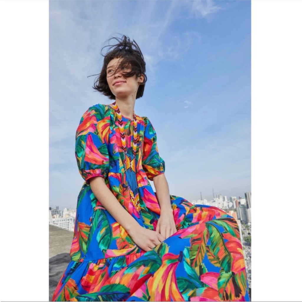 Farm Rio Banana Mix Midi Dress